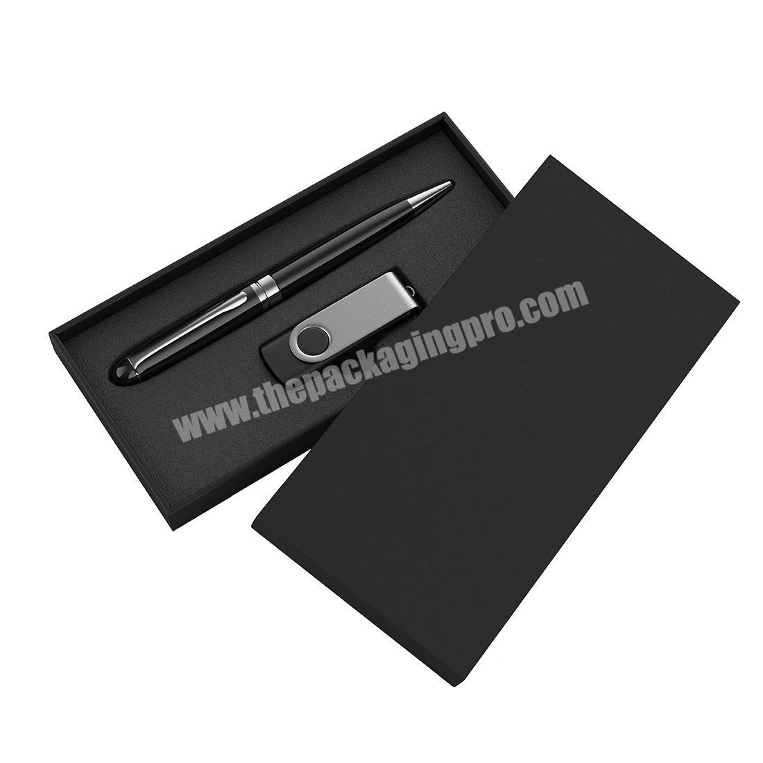 Custom logo black rectangle pen packaging box with insert