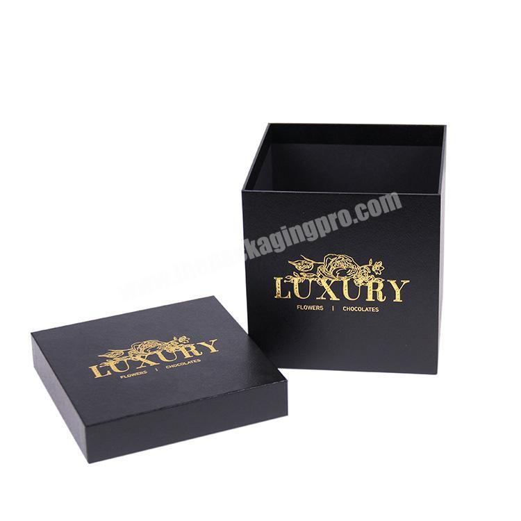 Custom Luxury Black Rose Box Cardboard Square Package Flowers Gift Boxes with Ribbon