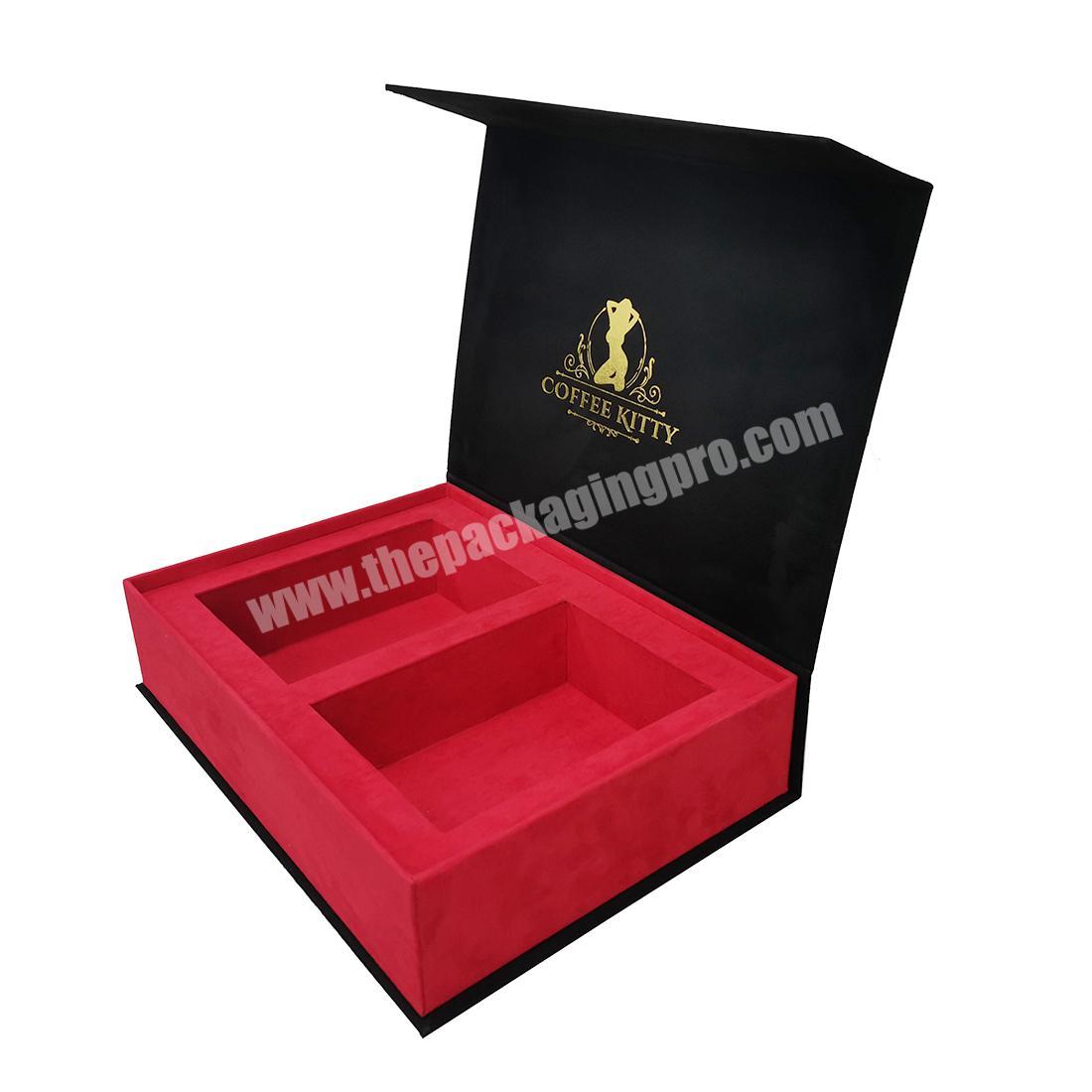 Custom logo velvet paper magnetic gift box for Coffee Beans