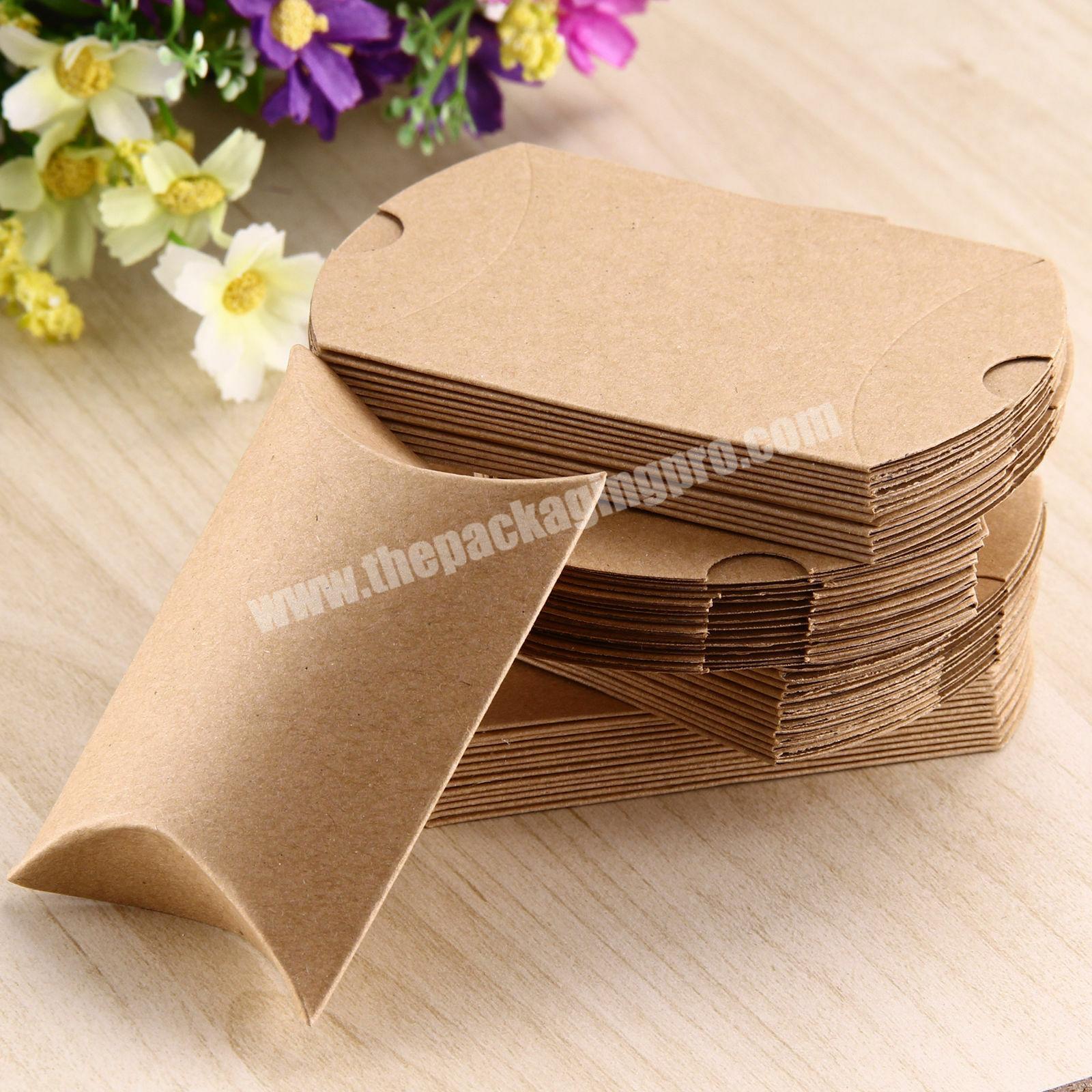 Custom logo folding kraft paper pillow box packaging for candy