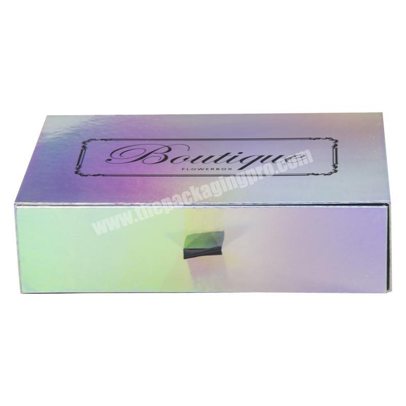 Luxury Custom Rigid Cardboard Paper Packaging Sliding Boxes with Ribbon Perspex Kids Present Gift Drawer Box