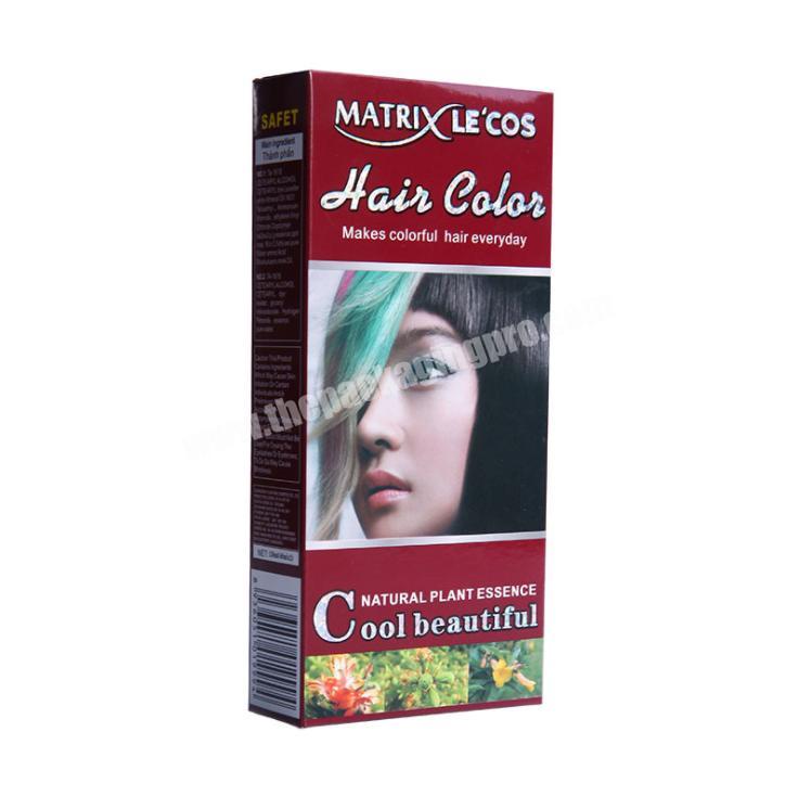 2020 Fancy hair dyes products packaging custom folding paper glossy box