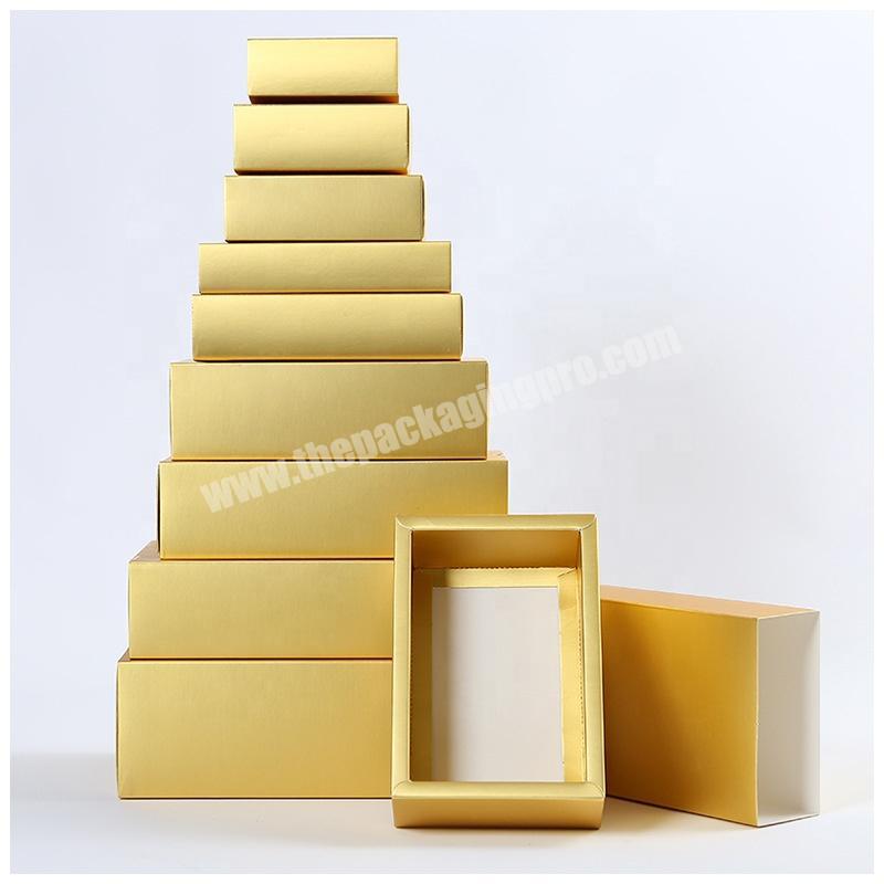 2021 Hot Sale Custom gift drawer box Golden Paper Card with Logo Printing Paper packaging box