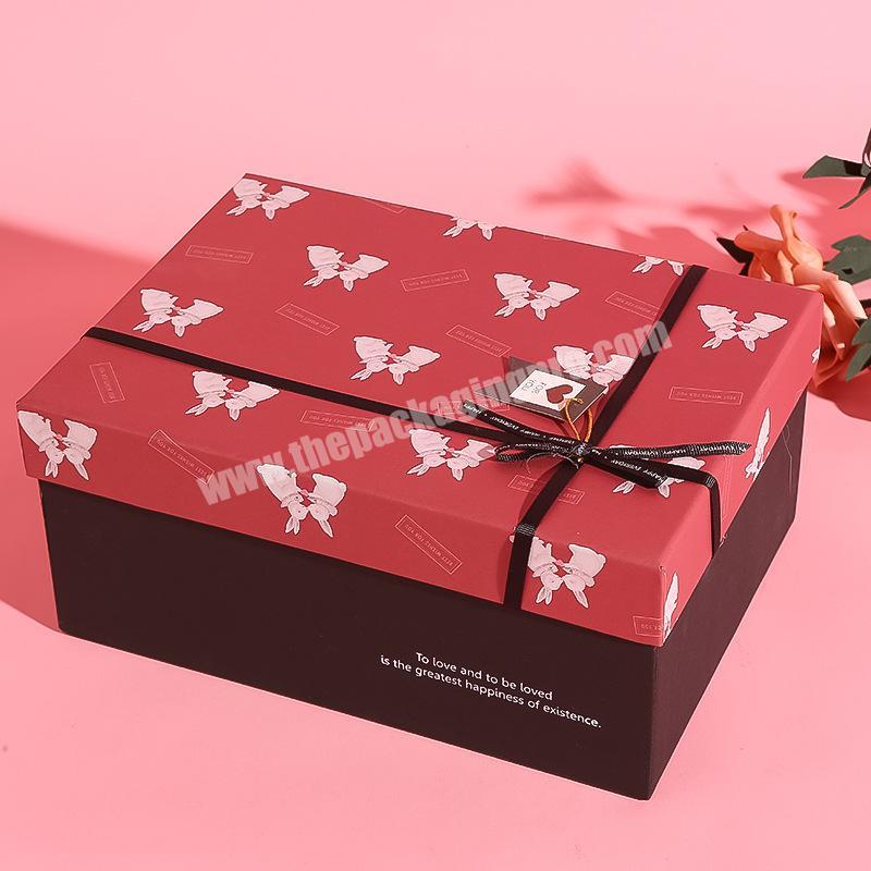 2021 New Stylish Custom Color Cardboard Paper Packaging Gift Box With Bow Tie