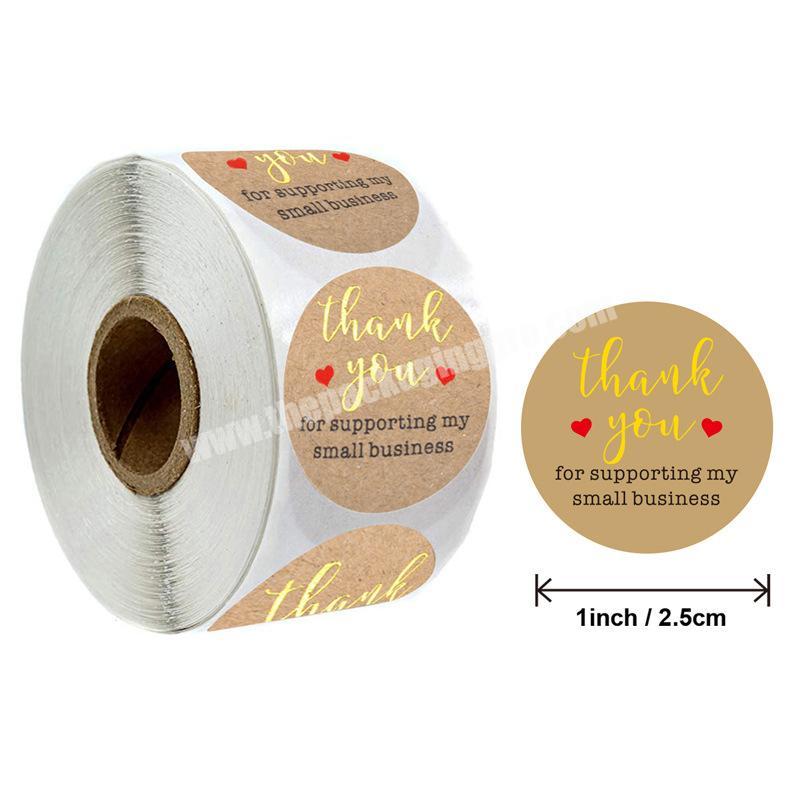 500Pcs 1 Roll Cartoon Handmade with Love Round Baking Sticker Self-Adhesive Label Decor for Homemade Gifts