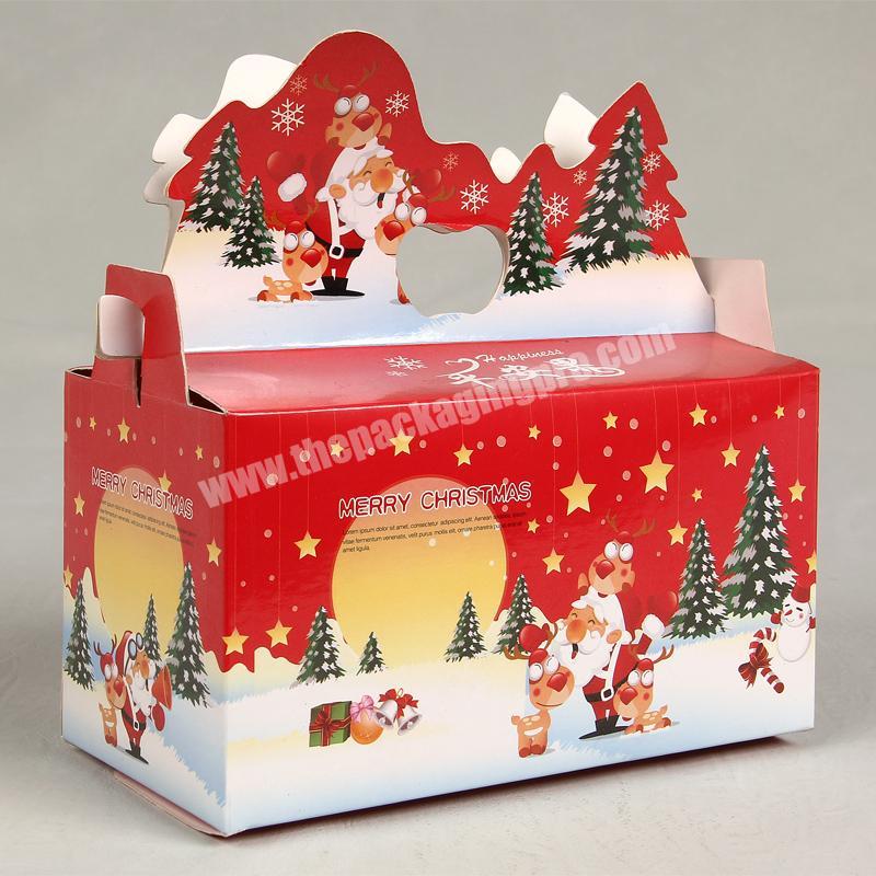 Apple Fruit Packaging Box Apple Packaging Fold Bag Christmas Eve Gift Paper Box with Handle OEM Printed Christmas Recyclable SGS