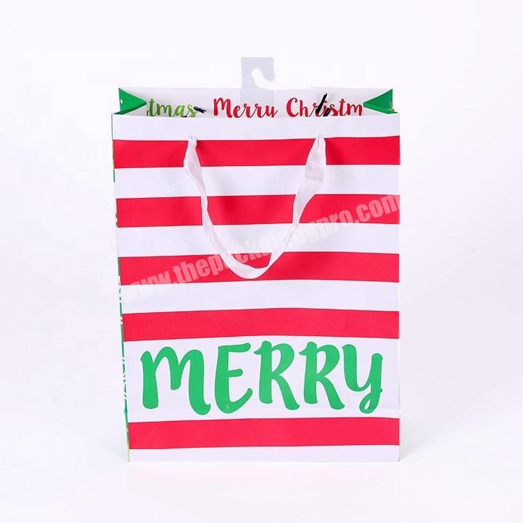 Christmas Gift Custom Printed Logo Christmas Paper Bag, Christmas Gift Paper Bag With Handles
