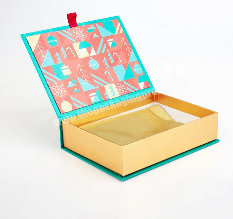 Custom Christmas Book Shape Folding Paper Cardboard Gift Packaging Box