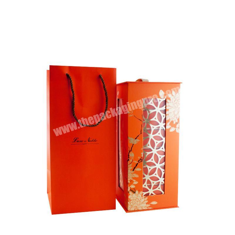 Custom Packaging Cardboard Gold Stamping Moon Cake Gift Box Set With Gift Bag