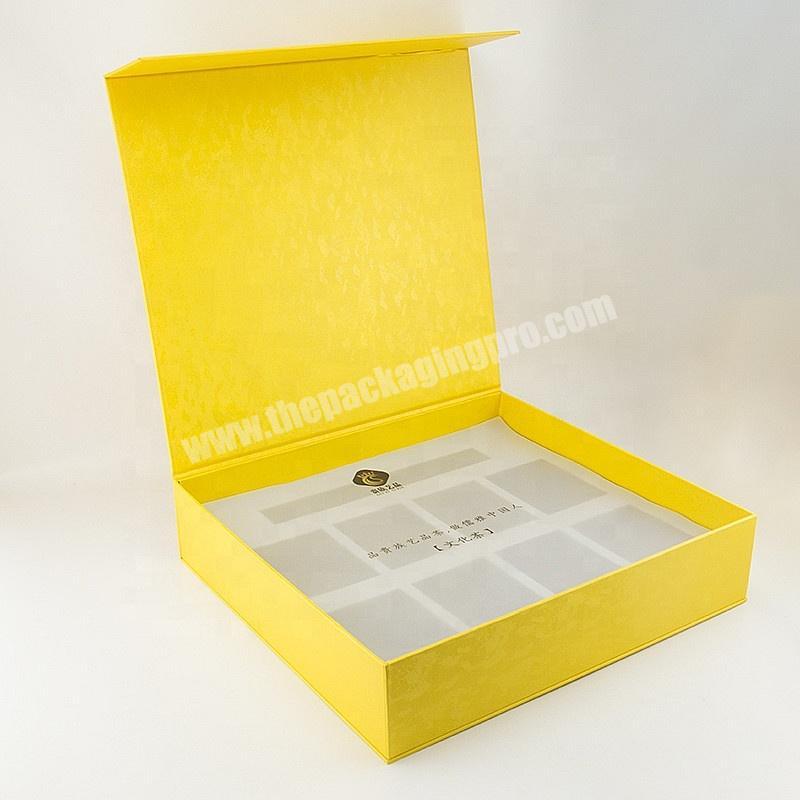 Custom Print Hot Stamp Logo Tea Packaging EVA Liner Golden Print Paper Magnetic Gift Box
