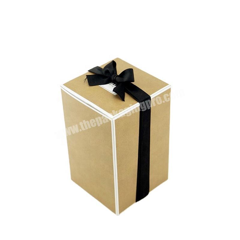 Custom Printed Kraft Paper Origin White Cardboard Folding Paper Packaging Box With Ribbon