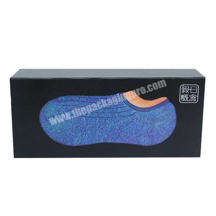 Custom high-end custom paper storage box magnetic,black matte paper box for socks