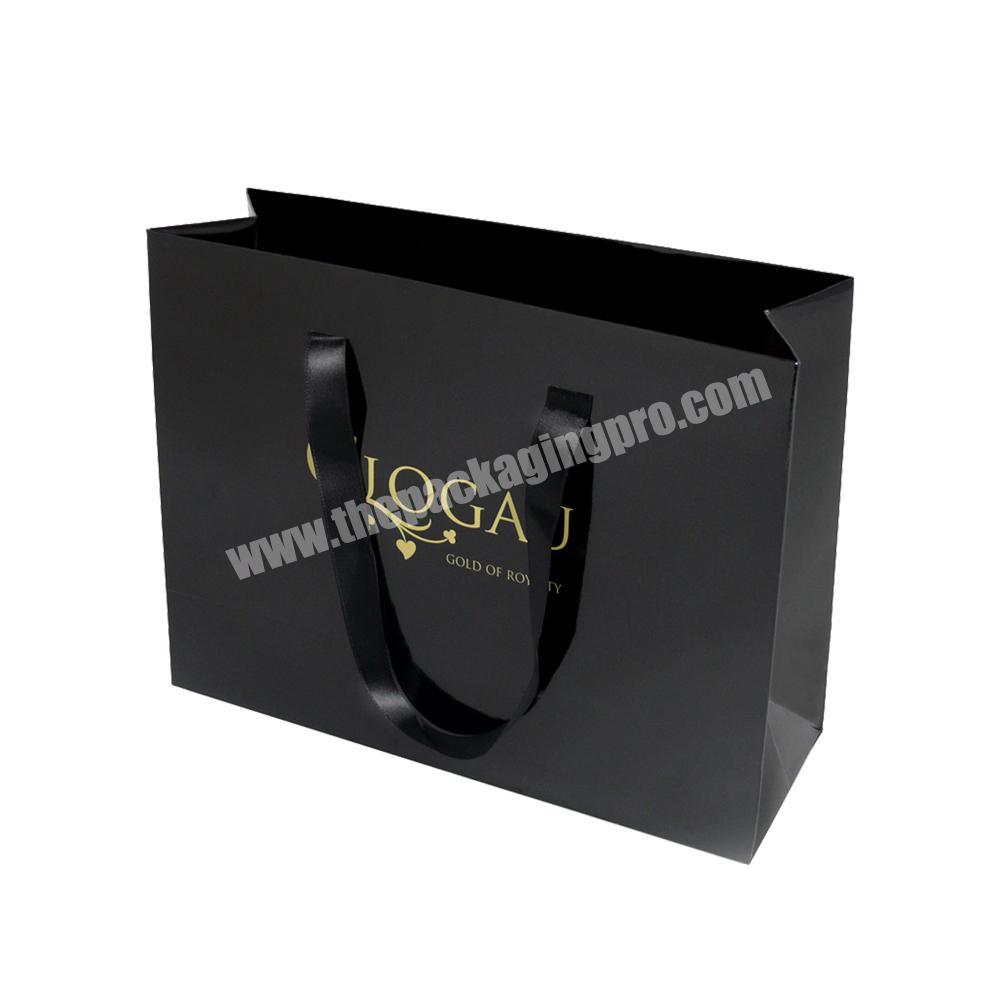 Custom logo print luxury personalised paper black gift bag