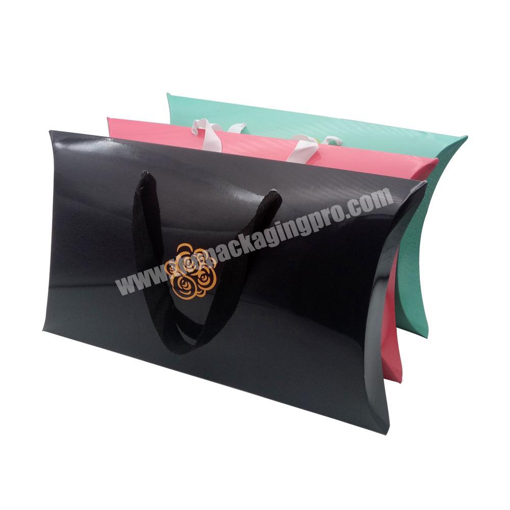 Custom logo printed shaped kraft gift paper pillow box