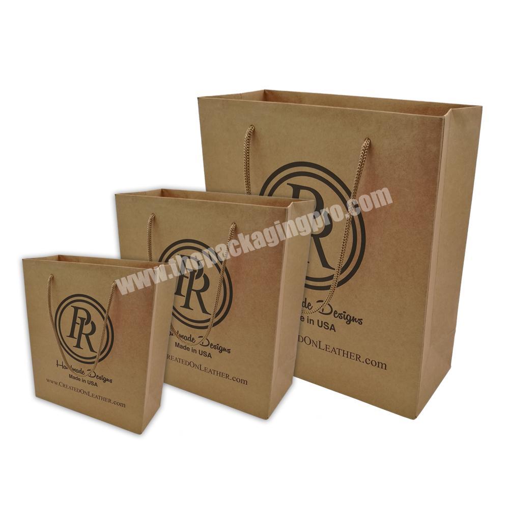 Custom printed brown kraft shopping paper bag with handle