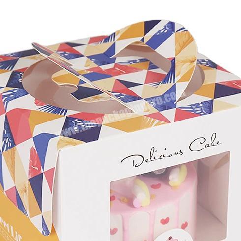 Customized Logo birthday wedding cake box handmade luxury paper convenient birthday cake box
