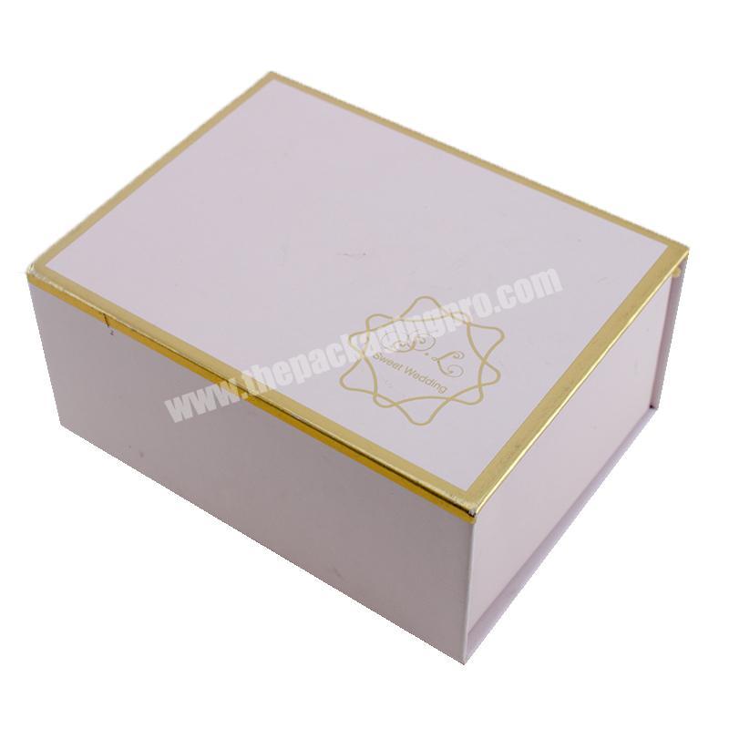 Customized Pink Gold Printing Stamping Gift Packaging Box With Gold Border