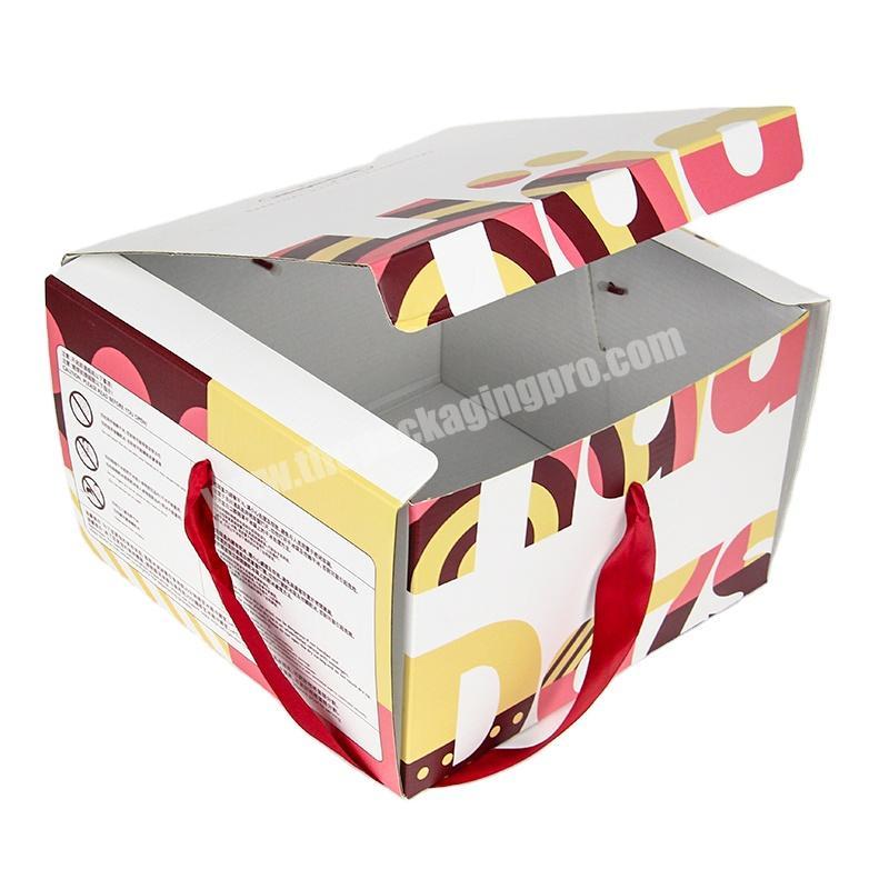 Eco friendly wholesale paper packaging cake boxes custom logo food package with ribbon handle rope
