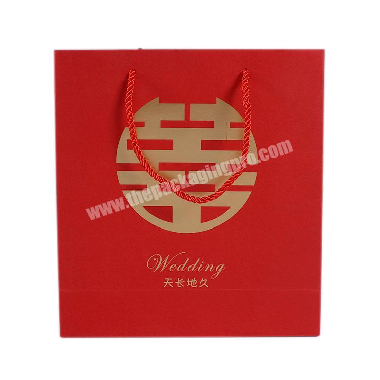 Factory Price paper custom bags red,paper bags with handles wholesale for wedding