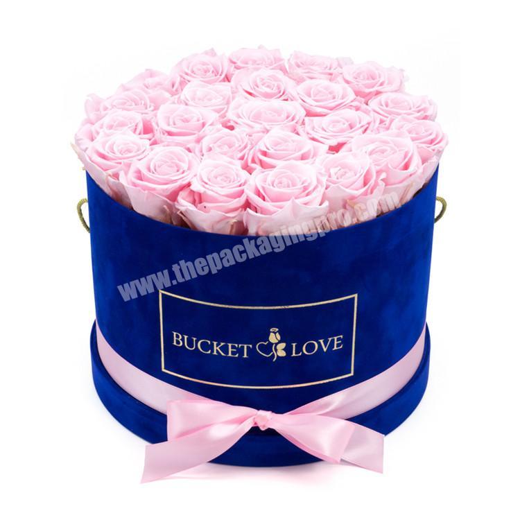 Factory luxury round velvet flower box/flower box velvet