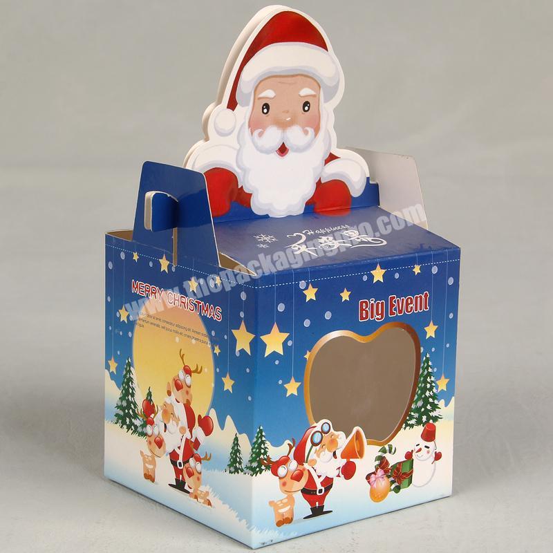 Father Christmas Gift Box Father Christmas Cake Paper Box With Handle Father Christmas Baby Face Cream Box With Pvc Window