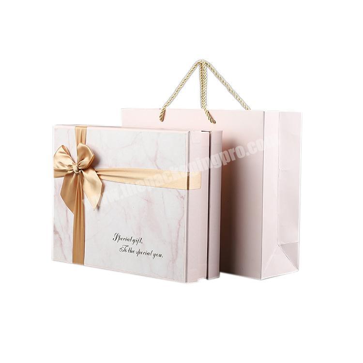 High Quality  European Marble Bowknot Rectangle With Hand Gift Wedding Handbag World Cover Gift Box Set
