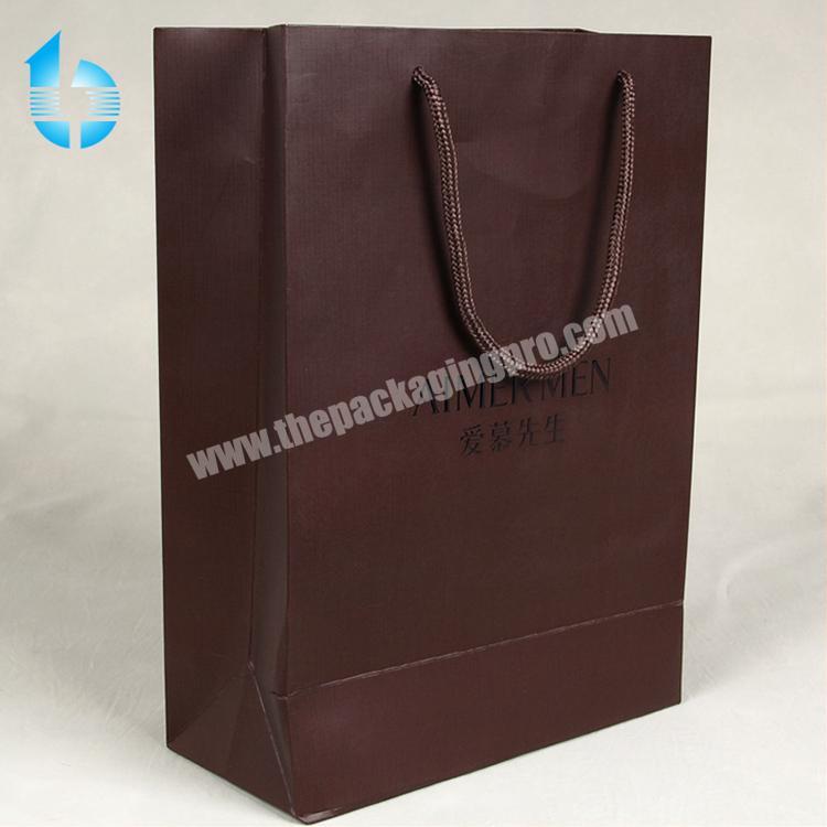 Hot sale leather belt packaging paper bags with nylon rope handles