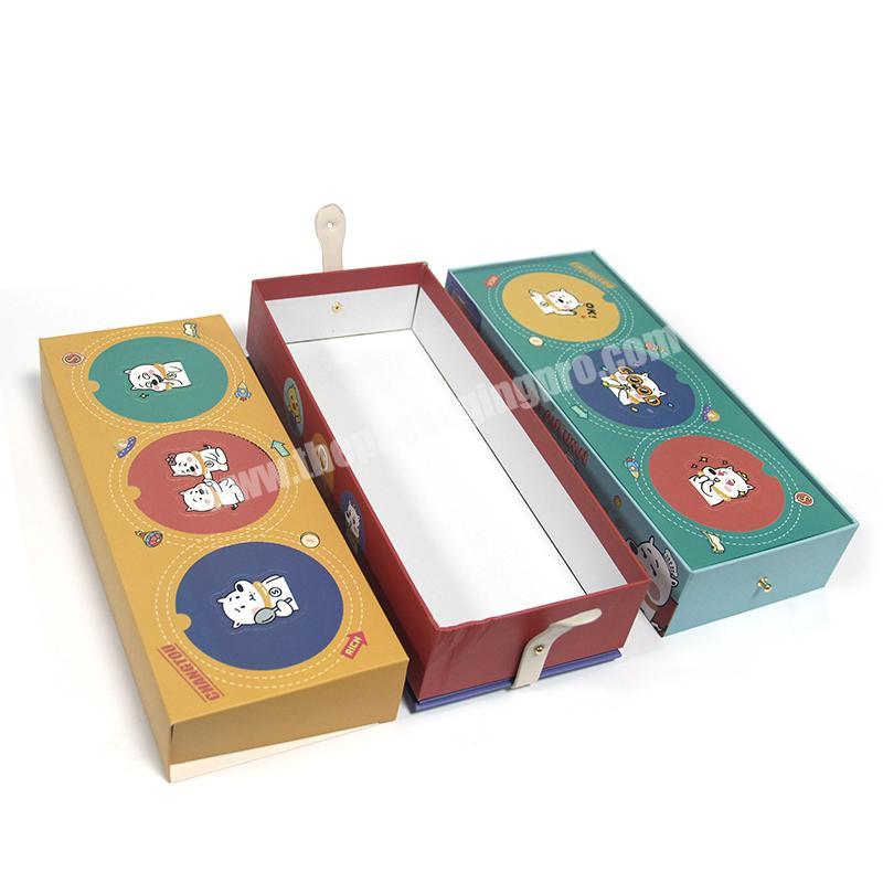 Leather button flap colorful box