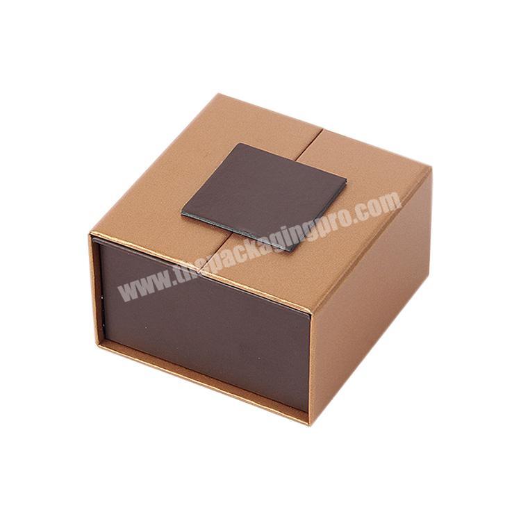 Luxury Custom Design logo jewelry brown creative paper packaging box with double door closed