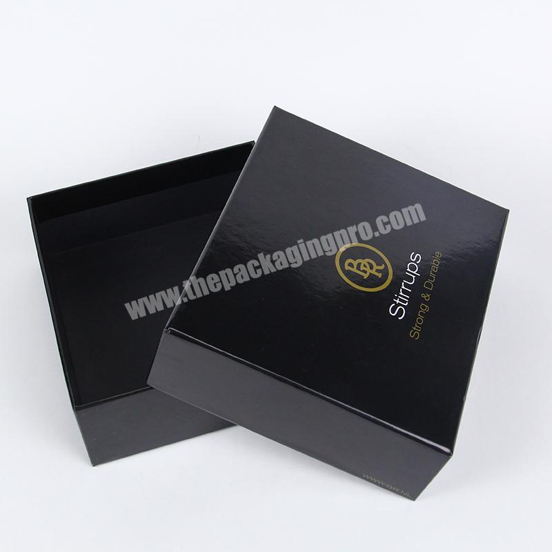 Luxury custom square black cardboard gift box lids and high glossy black cardboard boxes packaging