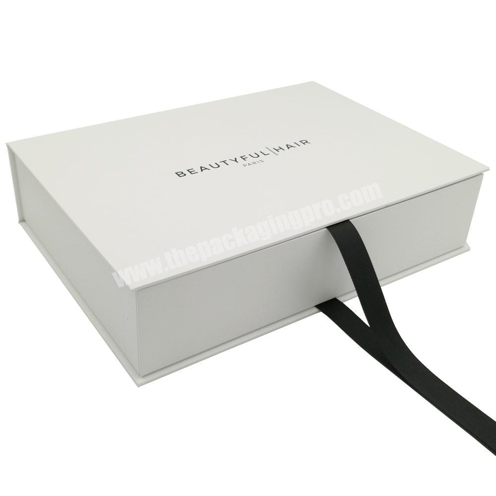 Luxury foldable magnetic closure gift box with ribbon