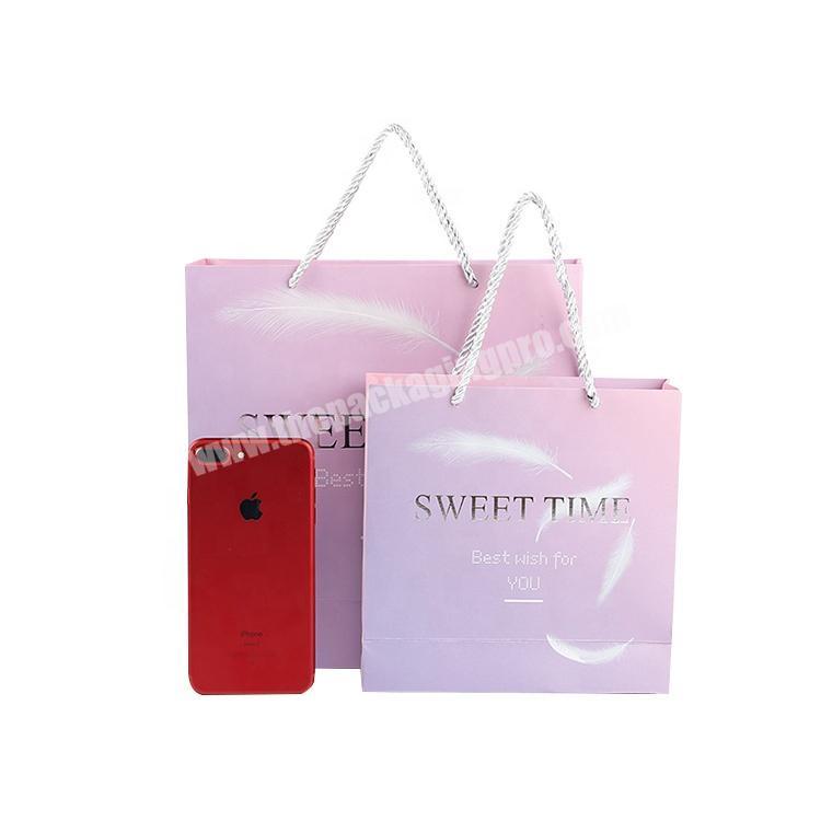 Paper Bag Packaging Bags for Gifts Logo Printed Recycled Small Paper Customised Shopping Retail Gift Box Custom Pink Paperboard