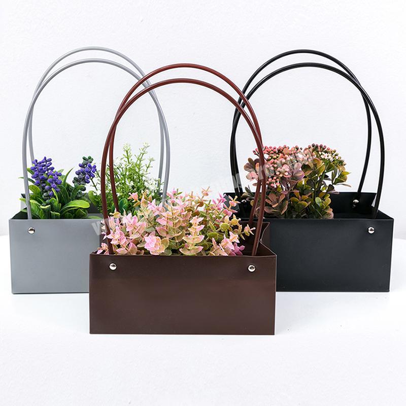Party Decoration New Carry  Rectangular Kraft Paper Bags Flowers Bag