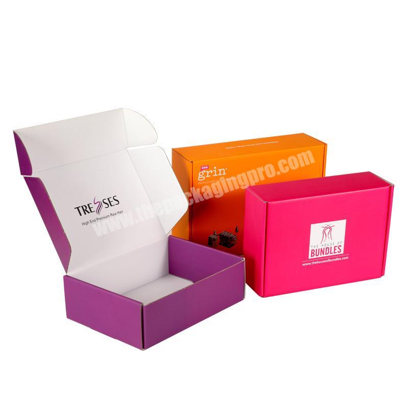 Wholesale Customize Corrugated Cardboard Wigs Mailer Shipping Box Unique Colorful Printed Logo For Hair Extension Packing Box