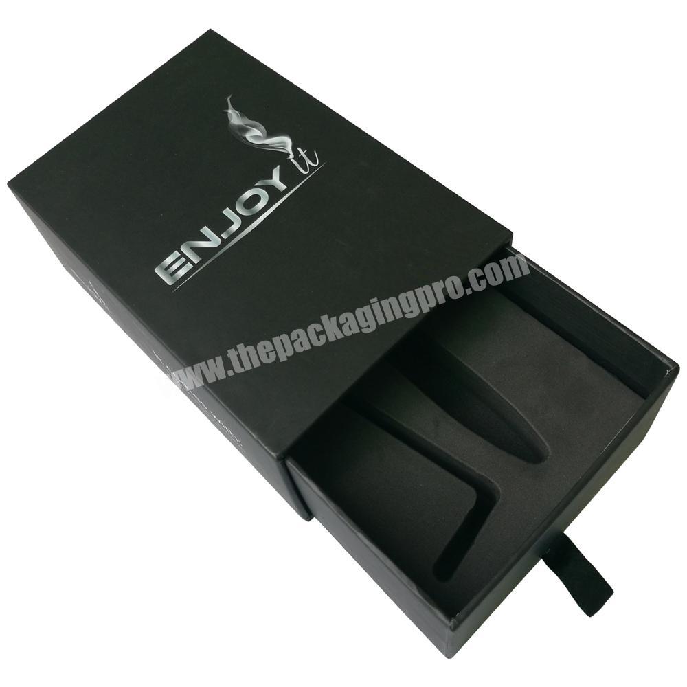 drawer style matt black cardboard fancy corporate gift box with EVA Insert