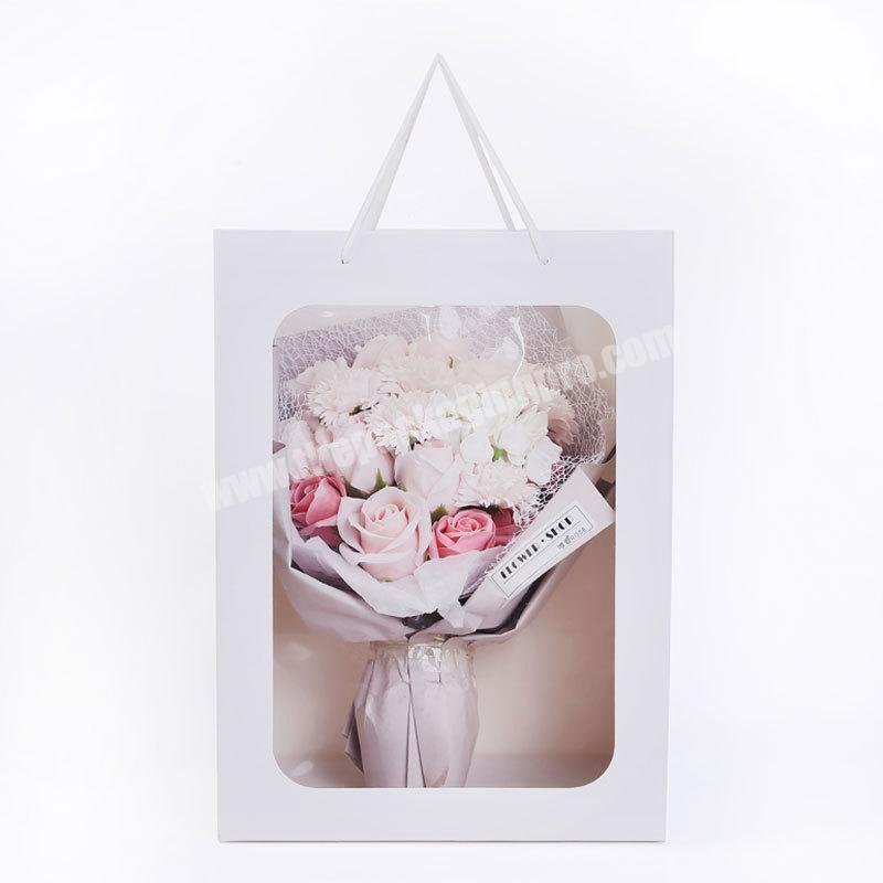 window transparent handbag fresh flower shop bouquet packing gift bag birthday gift bag with window
