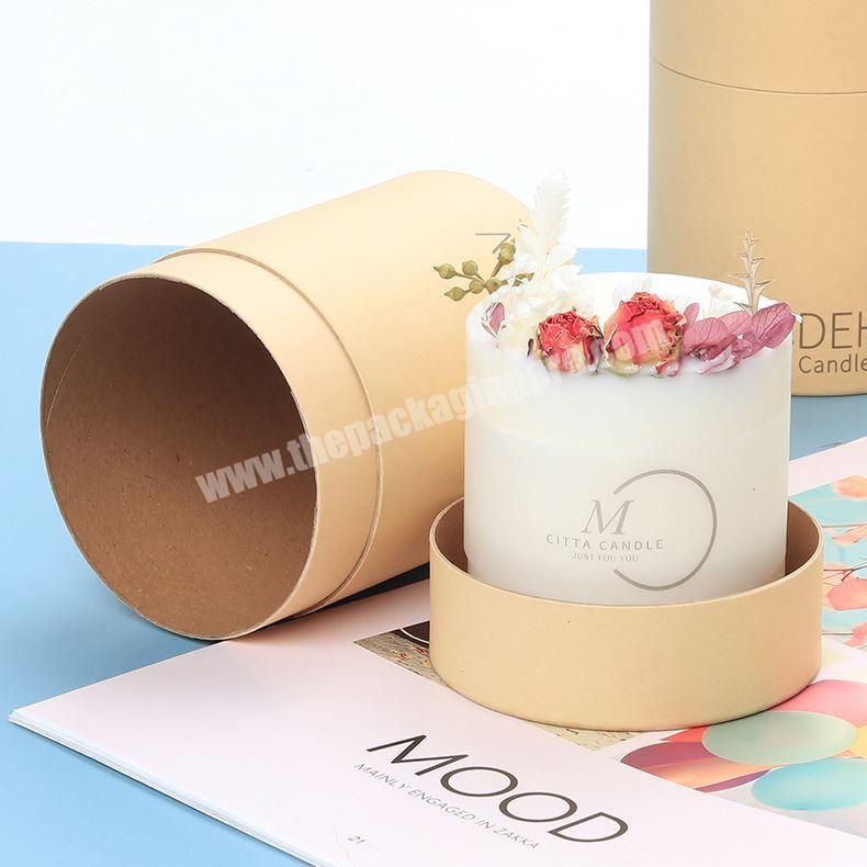 100% Recycled Custom Made High-End Quality Flat Edge Biodegradable Brown Kraft Cardboard Paper Tube Packaging For Candle Jar