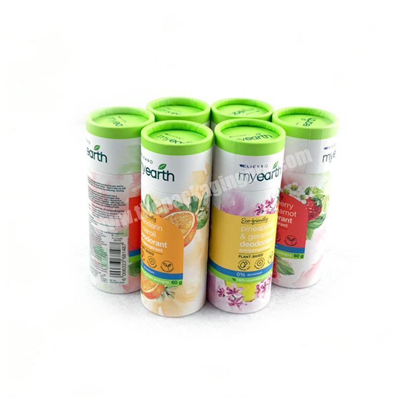 100% biodegradable packaging cardboard push up deodorant containers kraft lip balm paper tube