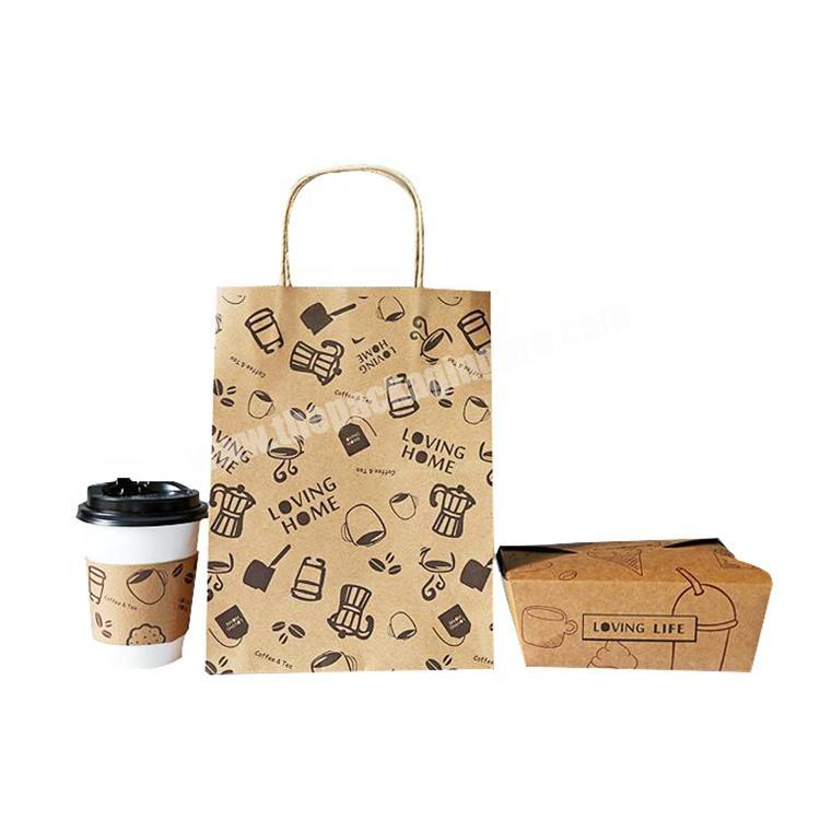 150g Cheap Price Kraft Paper Bag for Coffee fast food with Twisted Handles