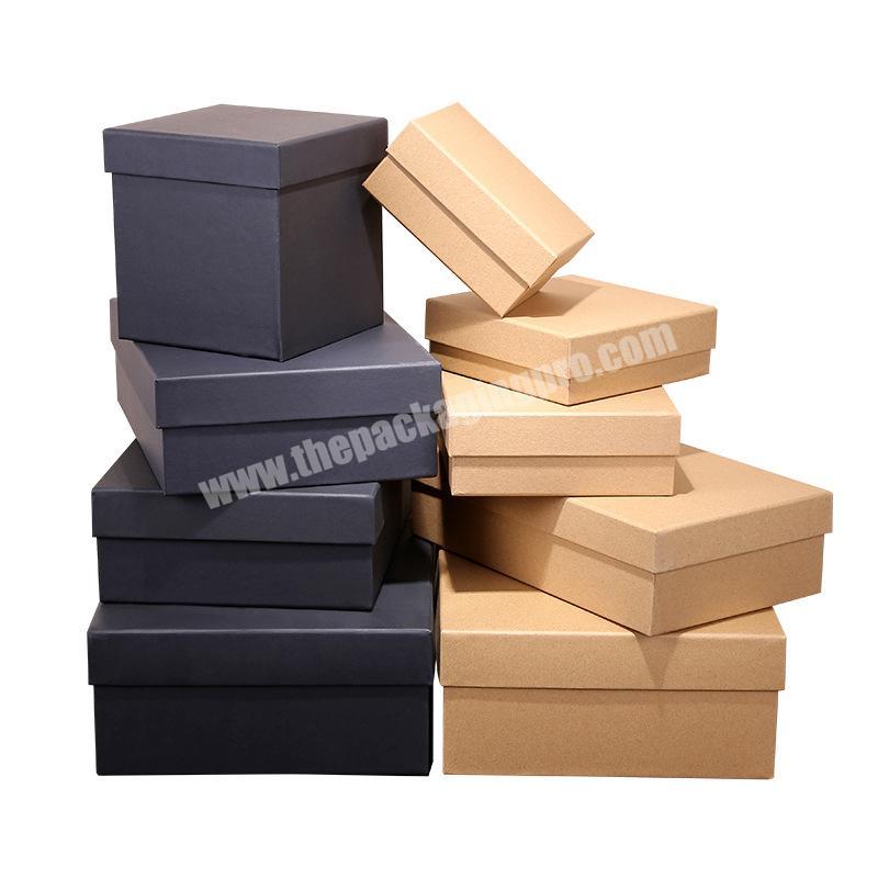 2020 Custom Sturdy Kraft black Paper 2mm thickness plain Gift flower rigid cardboard paper Box With Lid manufacturers