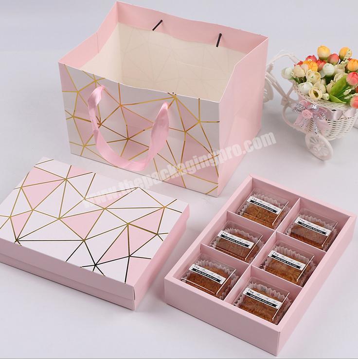 2020 wholesale chocolate cardboard packaging pink marble wedding food grade cake favor print paper gift cookies box packaging