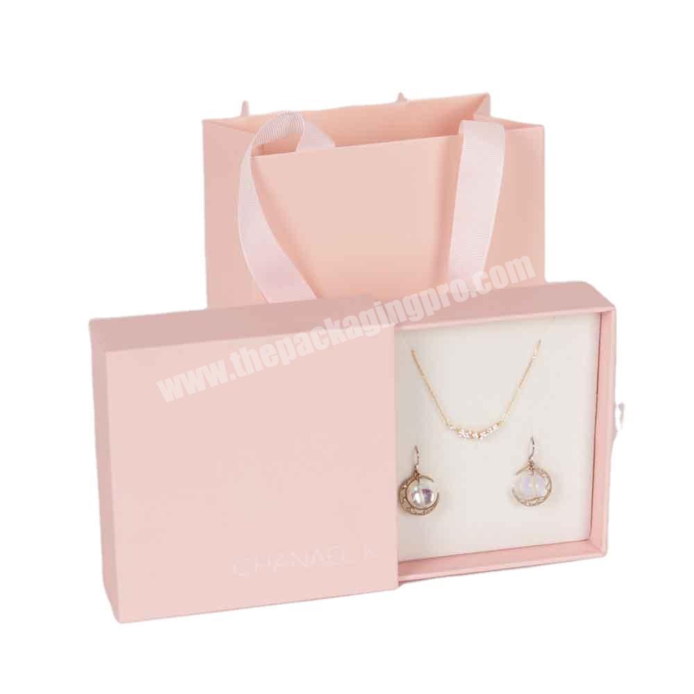 2021 Fashion slide out match drawer cardboard paper gift jewelry packaging box with bag