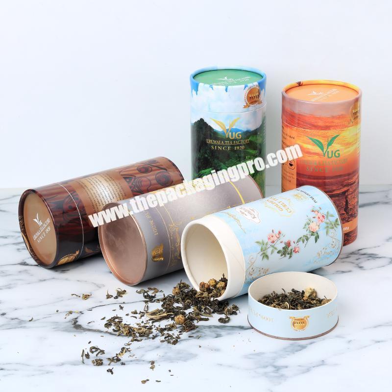 Eco friendly Biodegradable round cardboard tube packaging for tea or spices