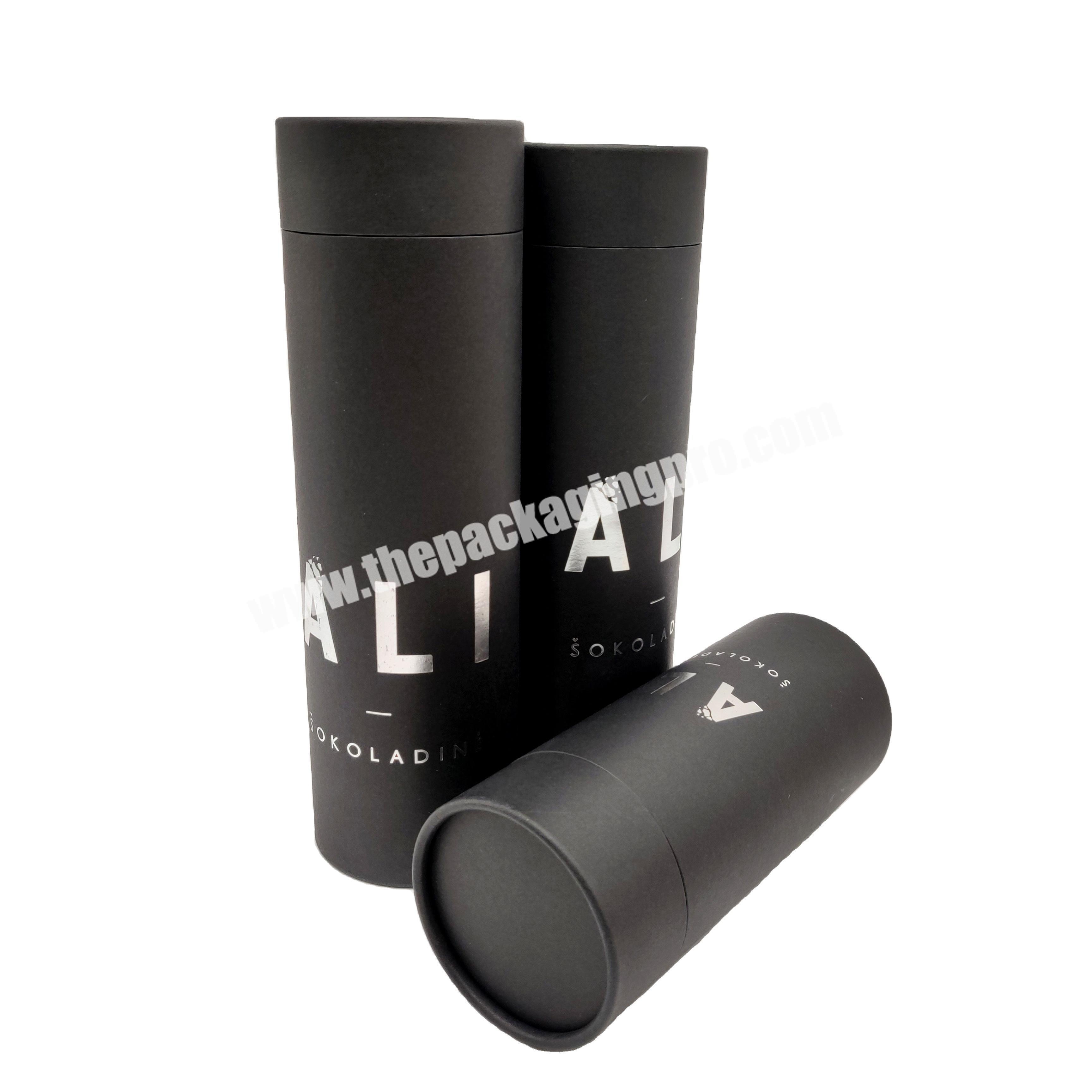 Black cosmetic container paper tube for glass dropper 30ml bottle paper tube packaging with custom printed round white paper box