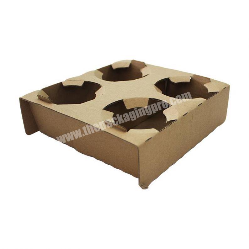 4 Cups Tray Durable Kraft Paper Holder Pulp Carrier for Drink