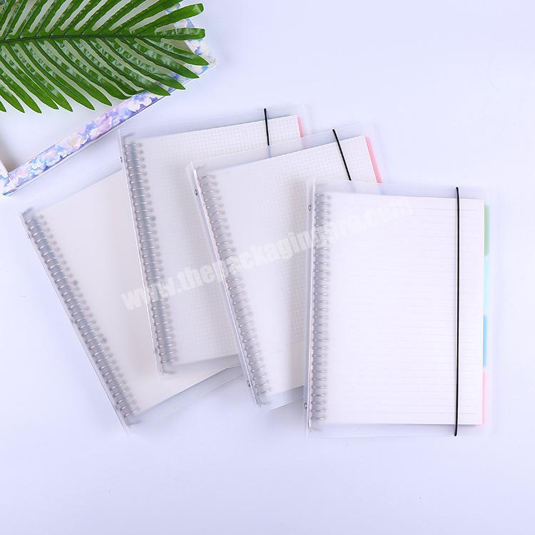A4 B5 A5 ring binder PP transparent journal notebook with colored divider