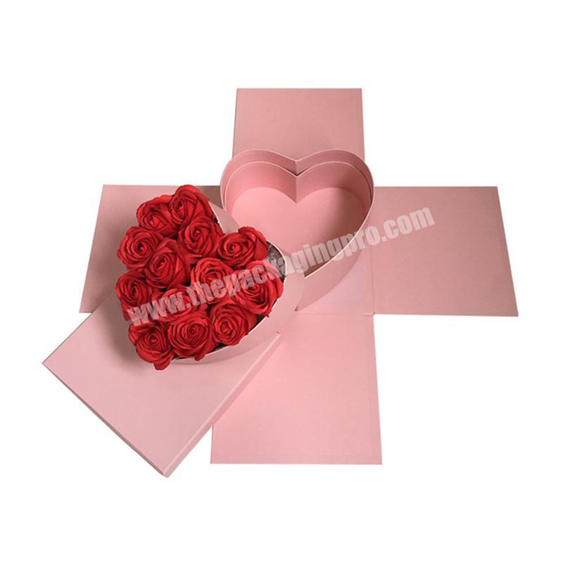Album Heart Rigid Paper Packaging Cardboard Flower Gift Box