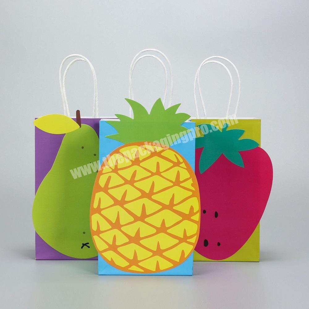 Amazon supplier hot sale paper shopping bag print logo fruit custom brown paper bags