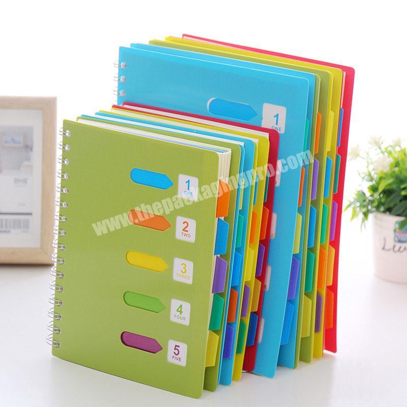 B5 A5 waterproof PP thick spiral journal notebook with colored index page