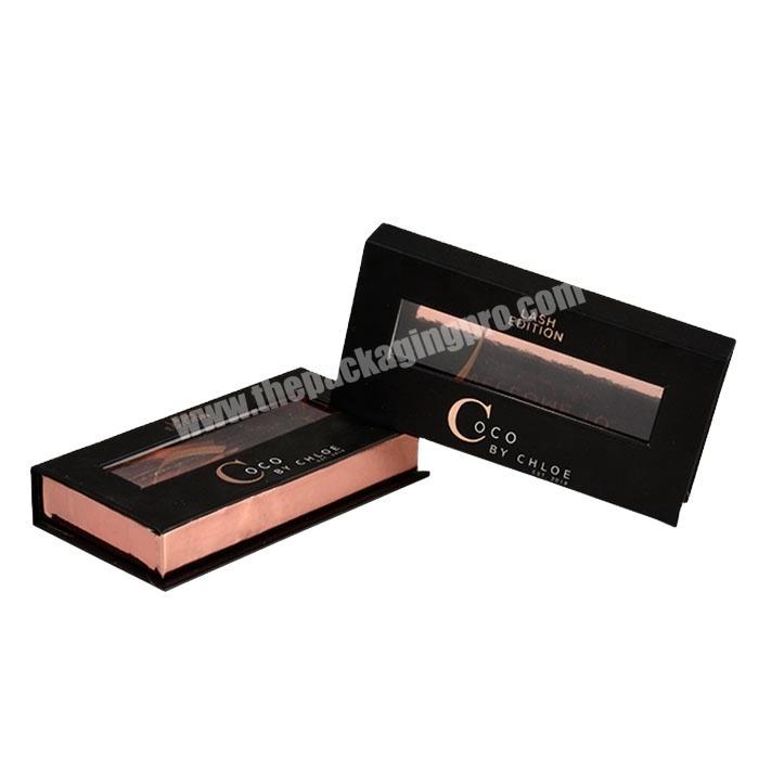 Beauty Custom Eyelash Packaging Box Luxury PVC Window Black Eyelash Box